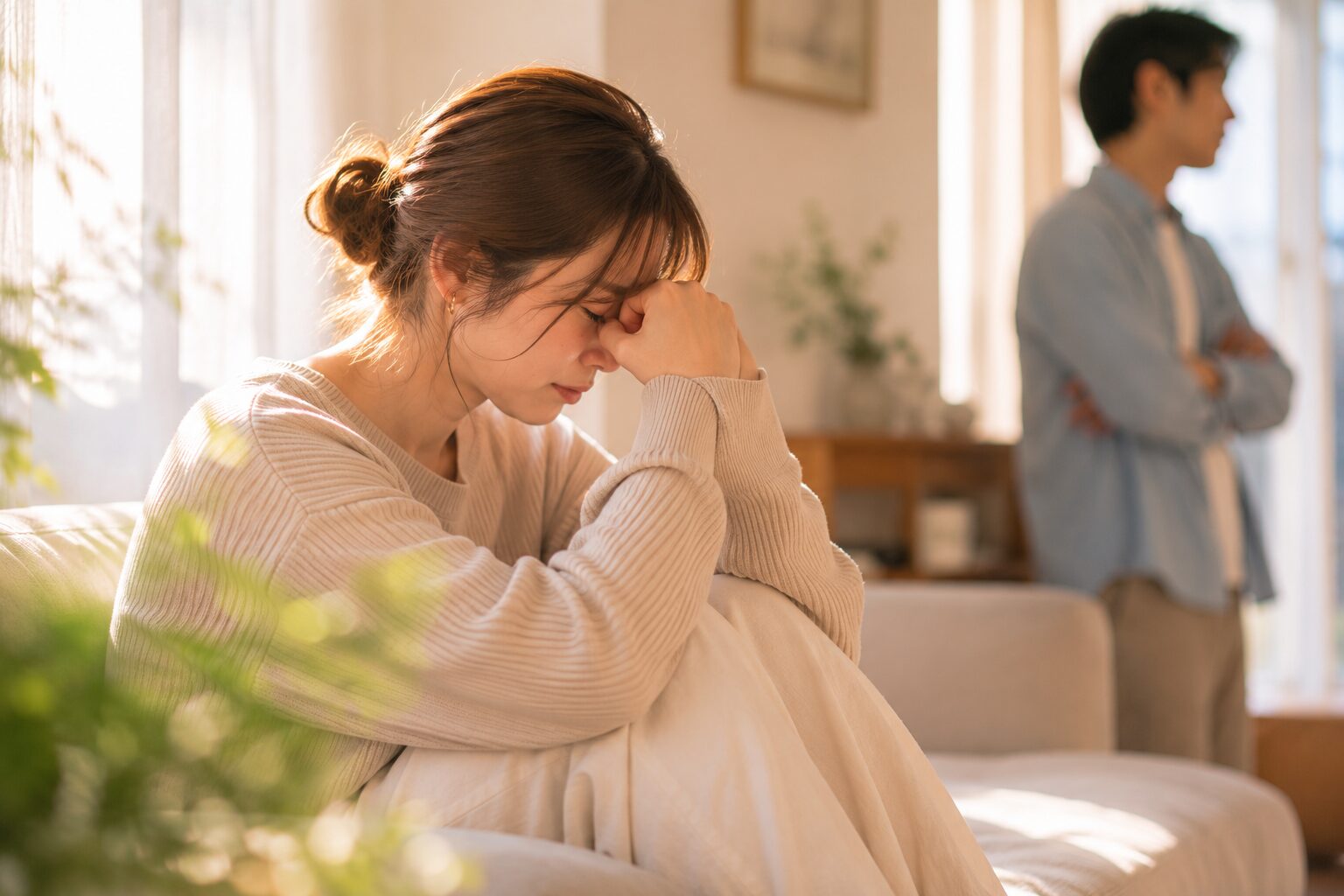 夫の言葉や態度に傷ついているイメージ
